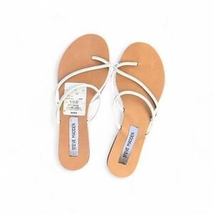 Steve Madden - Women's White Strappy Slip-On Sandals Size 6.5
